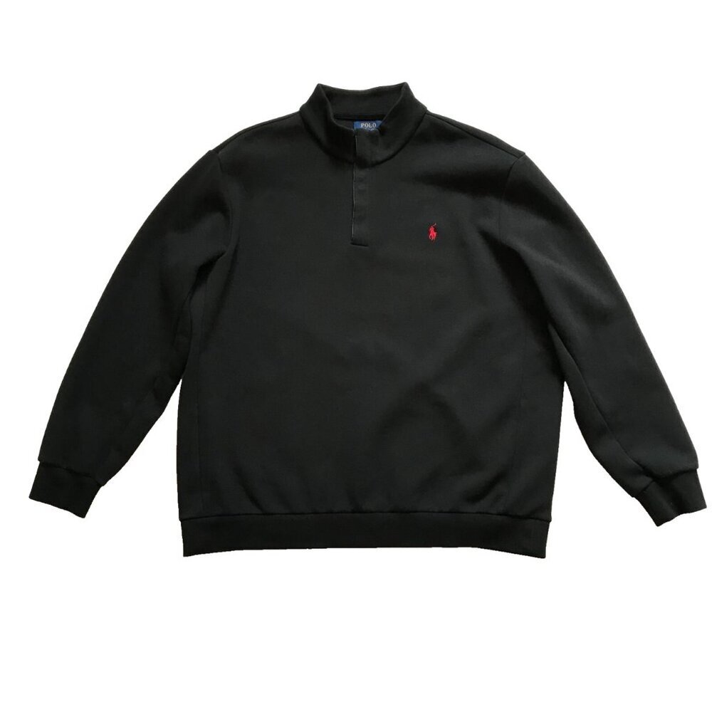 Polo Ralph Lauren Pullover Jacket Mens XXL Black Long Sleeve 1/4 Snap Button